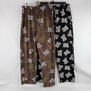 Y2K Guitar Hero Lot of 2 Pajama Pants AOP Graphic Grunge Black Brown Tattoo Med